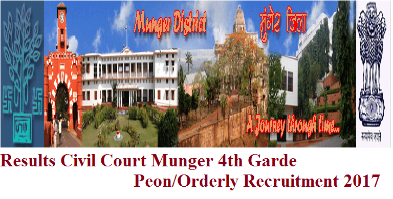 Results Civil Court Munger 4th Garde Peon/Orderly Recruitment 2017