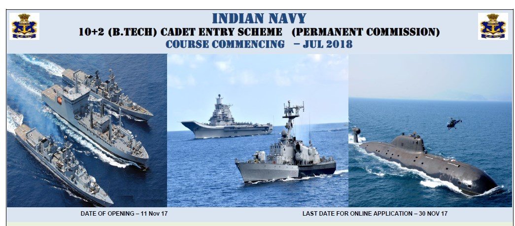 INDIAN NAVY 10+2 BTech Entry Online Form 2018