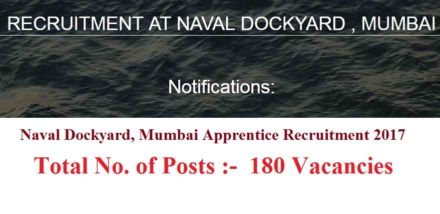 Naval Dockyard, Mumbai Apprentice Recruitment 2017