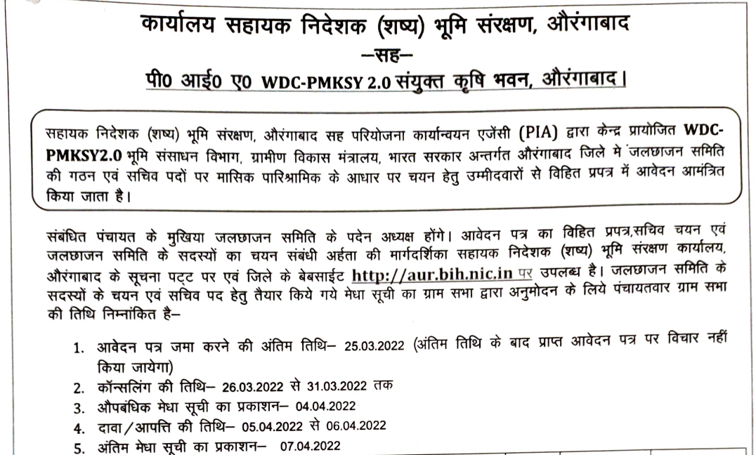 PMKSY(WD), Aurangabad Recruitment 2022
